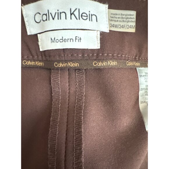 Calvin Klein Womens Modern Fit Trousers Size 24W Brown plus new $99 - Picture 3 of 5